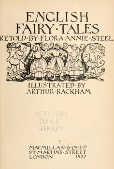 an old book with black and white writing on the front cover reads english fairy tales illustrated by