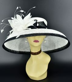 ✿*.Key Features.*✿ This is a Audrey Hepburn Style Hat with double feather flowers. 19.75"(50cm) extra wide brim, the widest stiff brim  hat in my store! There are two options for the flower on or off hat, you can choose if let me glue the flower on the hat or not. You can wear the hat without the flowers, it's a finished hat too. Or stick the flowers on the hat once you want. It's very beautiful. Great for Kentucky derby, weddings, church, Easter, Royal Ascot, horse races, cocktails, tea party, Elegant Ostrich Feather Hat For Kentucky Derby, Ostrich Feather Hat For Royal Ascot Races, Royal Ascot Hats With Feather Trim, Ostrich Feather Hats For Spring Races, Kentucky Derby Feather Trim Hat With Curved Brim, Kentucky Derby Feather Trim Curved Brim Hat, Elegant Hat With Feather Trim And Short Brim, Elegant Hats With Feather Trim And Flat Brim, Elegant Hat With Feather Trim And Flat Brim