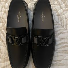 Lv Monte Carlo Loafer 100% Authentic Never Worn Lv Loafers Men, Luxury Black Slip-on Moccasins, Luxury Black Moccasins, Luxury Black Leather Slip-ons, Luxury Black Slip-ons With Round Toe, Formal Black Boat Shoes With Rubber Sole, Luxury Black Moccasins For Work, Luxury Black Loafers With Round Toe, Luxury Slip-on Moccasins