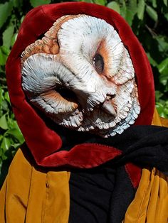 MADE TO ORDER  You can use this barn owl mask during LARP, cosplay events, renaissance fairs etc. This mask is made of resin on an original Chimerical Dragonfly mould and handpainted. It's lightweight, waterproof and durable; you can adjust it with laces on the back. The mask is slightly flexible and fits almost any male and female face type. If you want to display this mask while not wearing it, you may be interested in my handmade wooden displays! https://www.etsy.com/listing/581081596 I accept custom orders, you can tell me your preference and measures, and I'll make a preliminary sketch for you. All my creations are entirely handmade. So, every article is different from others. Thank you for visiting my shop! Barn Owl Mask, Pagan Costume, Owl Mask, Bird Of Prey, Leather Mask, Cool Masks, Animal Masks, Barn Owl, Birds Of Prey