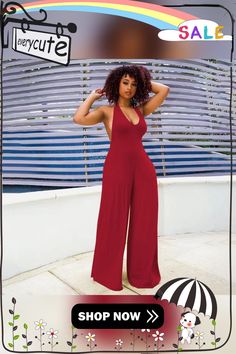 Sexy Solid Color Sleeveless Backless Jumpsuit Summer Bodysuit With Built-in Bra For Date Night, Chic Sleeveless Bodysuit With Built-in Bra, Sleeveless Stretch Jumpsuits And Rompers, Flirty Style, Summer Halter Neck Bodysuit For Club, Summer Club Bodysuit With Halter Neck, Summer Club Halter Neck Bodysuit, Solid Bodysuit For Going Out In Summer, Summer Party Jumpsuits And Rompers With Built-in Bra, Solid Color Bodysuit For Summer Going Out