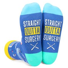 AFTER SURGERY SOCKS: The blue after surgery socks feature the phrase "STRAIGHT OUTTA SURGERY" and are made with soft, moisture-wicking material that provides excellent comfort for your feet. SIZE & PACKAGE: Our unisex design fits most men's US size 6-13 feet and most women's US size 7 and up. Each exclusive gift box contains one pair of funny socks. QUALITY MATERIAL: Our novelty socks are made of 80% cotton, 15% polyamide and 5% elastane to ensure they are soft, comfortable, stretchy and breatha Tonsle Surgery Gifts, Post Surgery Gift, Surgery Recovery Gift, Surgery Gift, Recovery Gifts, Christmas Wedding Gifts, Surgery Recovery, Gift Post, Get Well Soon Gifts