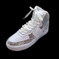 Welcome, Nike Airforce 1’s High Tops With Luxe Crystal Diamond Bling Fronts & Back Design, Made To Last Permanent Design! Colours:Crystal Diamond All Colours Available Please See Colour Chart Attached, Brand New In Box Nike Airforce 1’s High Tops Sizes In Usa Women’s 6 6.5 7 7.5 8 8.5 9 9.5 10 10.5 11 11.5 12 12.5 13 Comes With Original & Ribbon Laces To Order; Can Also Be Made In Black Please See Colour Chart Attached To Change Colour Way Or Add Additional Colours Please Add To Bundle For Any Changes! Any Questions Please Comment! White Iced Out Sneakers For Streetwear, White Rhinestone Round Toe Sneakers, White Embellished Sneakers For Streetwear, White Custom Sneakers With Rhinestones For Streetwear, White Custom Rhinestone Sneakers For Streetwear, White Rhinestone Custom Sneakers For Streetwear, White Rhinestones Custom Sneakers For Streetwear, White High-top Sneakers With Rhinestones, White Rhinestone Sneakers For Streetwear