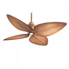 a ceiling fan that is made out of wood