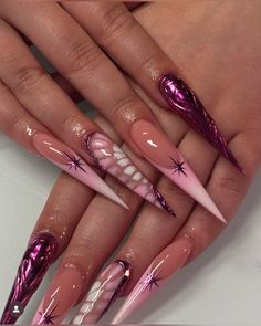 Acrylic Nails Stiletto, Designs For Short Nails, Pointy Nails, Glow Nails, French Acrylic Nails, Bling Acrylic Nails