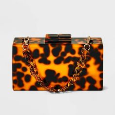 Minaudiere Clutch - A New Day™ Brown/Tortoise Print Leopard Wedding, Tortoise Print, Acrylic Bag, Casual Clutch, Brown Clutch, Acrylic Clutch, Wedding Handbag, Box Clutch, Ladies Clutch