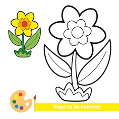 a flower and paintbrush with the word page to be colored