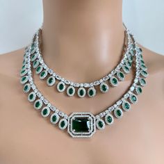 Green CZ diamond Layered bridal necklace, American Diamond wedding necklace, Cz jewelry, Indian, Pakistani, Punjabi wedding jewelry Cubic Zirconia 2 Line Necklace With Rhodium Plating Regular Size And Adjustable with rhodium finish Ships from California, USA Delivery in 2-5 business days in the USA. Other colors can be found here https://www.etsy.com/listing/1423097794/sapphire-cz-diamond-bridal-necklace?ref=listings_manager_grid https://www.etsy.com/listing/1423095388/emerald-cz-diamond-bridal- Punjabi Wedding Jewelry, Diamond Wedding Necklace, Diamond Necklace Wedding, San Ramon, Punjabi Wedding, Jewelry Indian, Cz Jewelry, American Diamond, Cz Diamond