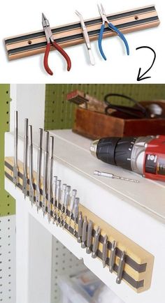 there are many different tools on the shelf