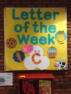 a sign that says, letter of the week c with pictures of animals and letters on it