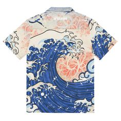 Japanese Wave.Meet your new favorite summer shirt! It exudes coolness both in terms of style and material. Plus, its featherlight and moisture-wicking material ensures comfort even on the hottest days.NOTESTracking numbers are available once the item arrives in the destination country.Please refer to our sizing chart and double-check your selection before placing your order. Summer Printed T-shirt With Camp Collar, Summer Shirt With Graphic Print And Camp Collar, Beach Cotton T-shirt With Camp Collar, Summer Graphic Print Short Sleeve Shirt With Camp Collar, Summer Beach T-shirt With Camp Collar, White Hawaiian Style Tops For Summer, White Hawaiian Tops For Summer, White Hawaiian Top For Summer, Summer Graphic Print Short Sleeve Shirt For Vacation