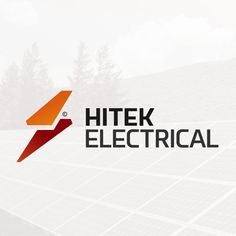 the logo for hitek electrical is shown in front of an image of solar panels