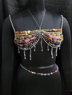 Details: - Includes : Bralette and Waist Chain Both - Materials: Natural Gemstones, Crystals & Alloy chain - Size: Please select the size appliable, and message for any clarification. - Customization: Available upon request - Shipping: Usually ships within 3-5 working days, with delivery in 8-15 days; If need earlier, please select expedited shipping at checkout and feel free to reach out to us for any clarification. Care Instructions: - Avoid contact with water and harsh chemicals - Store in a Beaded Bralette, Body Chain Fashion, Beaded Bra, Rave Concert, Bead Bra, Mermaid Top, Mermaid Core, Burlesque Costume, Beach Themed Party