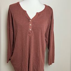 New With Tags. Looser Fit. Orange Long Sleeve Top With Buttons, Orange V-neck Top With Buttons, Long Sleeve Tees, Button Up, Loose Fitting, Womens Tops, Tops & Tees, Tags, Long Sleeve