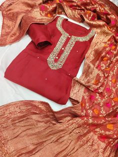 Muslin Silk Shirt With Embroidery On Neckline Paired Up Withh Shantoon Bottom With Beautiful Banarasi Duppata !! Color may vary due to screen resolution  3 pcs  2.5 mts Top 2.5 mts Bottom 2.3 mts Duppata Stole Unstitched Suit set  Whatsapp +91 9872178178 -- Punya Khanna More Designs https://www.kashidakari.co.in Stitched: Made to order Regular fit -- Can be made to Plus Size You can leave your mobile number in personalisation. We can send a Size Chart for you to select from or to fill in. We Require Kurti Length Sleeve Type  Bust  Waist Bottom Type - Pants - Trousers - Churidar - Patiala - Salwar - Loose Fit etc Note: Stitching and Linings Available Extra Charges Apply Care:  Gentle Wash Slow Ironing on Embroidery and Patch Work Banarasi Duppata, Pant Kurti, Dress Fabrics, Palazzo Pant, Patiala Salwar, Unstitched Suits, Wedding Dress Fabrics, Etsy Wedding Dress, Summer Wedding Dress