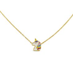 Happy Unicorn Kids Necklace by Kury - Available at SHOPKURY.COM. Free Shipping on orders over $200. Trusted jewelers since 1965, from San Juan, Puerto Rico. Whimsical Adjustable Gold Necklace, Multicolor Unicorn Print Jewelry For Gift, Playful Adjustable Necklaces With Charms, Playful Gold Necklaces With Charms, Playful Adjustable Necklace With Lobster Clasp, Adjustable Charm Necklaces For Birthday, Playful Gold Charm Necklace With Lobster Clasp, Adjustable Chain Charm Necklace For Birthday, Playful Gold Jewelry With Adjustable Chain