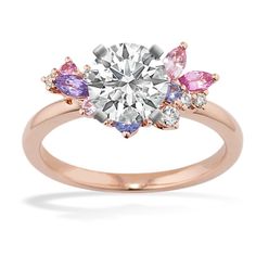 a rose cut diamond ring with multicolored stones