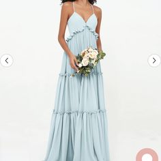 This Bridesmaid Dress Is Beautiful And So Incredibly Flattering! The Color Is Mist And Is Perfect For A Summer Wedding! Pink Maxi, White Halter Maxi Dress, Pleated Maxi Dress, Halter Maxi Dresses, Tier Skirt, Boho Maxi Dress, Pleated Mini Skirt, Bohemian Dress, White Maxi Dresses