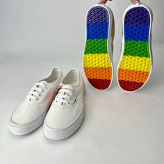 Vans Old Skool White, Vans Sk8 Hi Black, Going To The Chapel, Pride Shoes, Painted Rainbow, Vans Style, Shoe Gifts, Shoe Closet