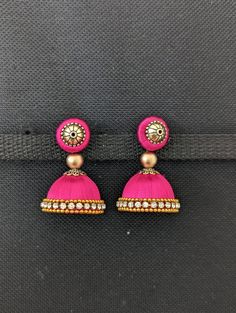 Silk Thread Jhumka Earrings / Medium Jhumki / Indian Earrings - Etsy Silk Thread Jhumkas, Ladies Sangeet, Silk Thread Earrings, Silk Thread Jewelry, Return Gifts, Earrings Colorful, Thread Jewellery, Thread Earrings, Indian Earrings