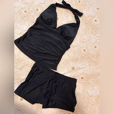 I Have 2 Sets Of This Swimsuit. Both New With Tags, One Is A Medium The Other Is A Large. $20 Each. Smoke Free Pet Free. They Have Been Sealed Up. Chic Fitted Short Swimwear, Black Summer Tankini With Built-in Shorts, Black Tankini With Built-in Shorts For Summer, Black Short Tankini For Beach Season, Short Black Tankini For Beachwear, Black Fitted Tankini For Summer, Summer Fitted Black Tankini, Fitted Summer Black Tankini, Black Short Length Tankini For Beach Season