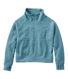 Made to perform and ready for anything, this textured sweatshirt has just-right comfort and stretch with a perfectly oversized fit. Plus, it looks just as great with your favorite hiking pants as it does with jeans. Falls at hip. Relaxed Fit: Our most generous fit sits farthest from the body. In a soft blend of 89% polyester, 10% TENCEL™ Lyocell and 1% spandex. Four-way stretch lets you move freely and keeps it original shape. Pill-resistant fabric wicks moisture and dries quickly. Machine wash Sporty Outdoor Sweater With Ribbed Cuffs, Cozy Outdoor Sweatshirt, Outdoor Half-zip Athleisure Sweatshirt, Outdoor Half-zip Sweatshirt With Ribbed Cuffs, Outdoor Athleisure Half-zip Sweatshirt, Sporty Outdoor Fleece Sweater, Sporty Winter Hiking Tops, Fall Fleece Activewear For Outdoor, Fall Outdoor Fleece Activewear