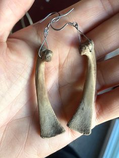 Handmade animal bone earrings. Unique nature jewelry. Foraged small animal bones. One of a kind. Unique Bone-colored Nickel-free Earrings, Rib Bones, Bone Earrings, Real Bones, Bone Jewelry, Bone Horn, Animal Bones, Unique Nature, Earrings Unique