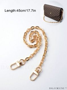 BagForLove - Universal Travel PU Leather Bag Strap - Stylish O-Shaped Gold Aluminum Chain Replacement for Women Gold Rectangular Bags With Adjustable Chain, Rectangular Gold Bags With Adjustable Chain, Gold Shoulder Bag With Chain For Travel, Gold Bags With Adjustable Chain For Gift, Gold Chain Shoulder Bag For Travel, Gold Chain Link Shoulder Bag, Trendy Gold Bag With Adjustable Chain, Gold Chain Link Shoulder Bag For Everyday, Gold Chain Shoulder Bag For Everyday