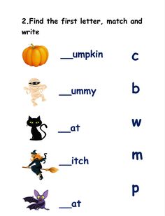 a worksheet with words and pictures for halloween