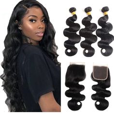 Human Hair Bundles Beautiful Bodywave Human Hair Bundles * Hair Color: Natural Black * Hair Length 22 24 26+20 Closure * Hair Material: 100% Unprocessed Brazilian Body Wave Human With 4x4 Free Part Lace Closure *9a Grade * Hair Texture: Brazilian Body Wave 3 Bundles *Chemical Process: None Chemical Processing,No Chemical Smell No Tangles Minimum Shedding *Hair Density: 130% Full Density #Hair #Bundles #Humanhair Wig Closet, Natural Black Hair, Hair Shedding, Human Hair Bundles, Hair Closure, Brazilian Body Wave, Hair Texture, Hair Density, Hair Length