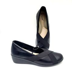 Rasolli Women's Size 10m Comfort Support Black Slip On Wedge Heel Shoes Women’s Slip-On Wedge Cushioned Insole For Extra Comfort Faux Leather Rubber Outsole Condition Is New With Tag. From A Smoke And Pet Free Home Black Wedge Sandals For Workwear In Spring, Casual Closed Toe Wedge Sandals For Work, Black Closed Toe Wedge Sandals Medium Width, Closed Toe Wedge Sandals For Work, Medium Width Wedge Sandals With Round Toe For Work, Goddess Sandals, White Espadrilles, Low Heel Wedges, Black Leather Wedges