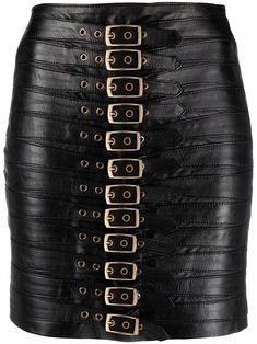 black leather buckle fastening slim cut gold-tone hardware Short Leather Skirts, Belted Mini Skirt, Leather Mini Skirt, Body Con Skirt, Leather Mini Skirts, Fitted Skirt, Leather Buckle, Gold Leather, Lady Dior