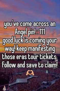 the words you've come across an angel pin 11 good luck is coming your way keep