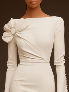 White Formal Dress Long Sleeve, Courthouse Wedding Dress Long Sleeve, Cocktail Party Dress Classy, White Dress Classy Elegant Long, Long Sleeve Dress Formal Classy, White Cocktail Dress Classy, Classy Engagement Dress, Cocktail Dress Classy Evening, White Evening Gown