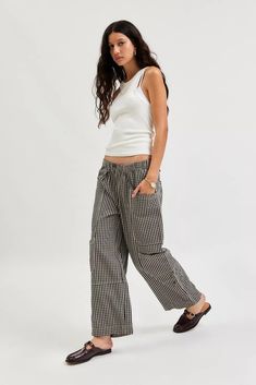 BDG Charlie Gingham Wide-Leg Pant | Urban Outfitters Gingham Pants, Plaid Trousers, Trendy Skirts, Women's Bottoms, Lightweight Pants, Elastic Waist Pants, Gingham Print, Fall 2024, Jeans For Sale