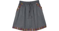 Casual Cotton Mini Skirt For Festival, Gray Cotton Mini Skirt For Summer, Gray Cotton Skirt With Pockets, Casual Skirt With Elastic Waistband For Festival, Casual Festival Skirt With Elastic Waistband, Bohemian Mini Skirt With Pockets, Bohemian Shorts, Hippie Look, Scarf Shirt