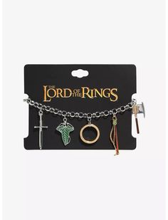 the lord of the rings bracelet with charms and keychain, set of 5