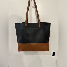 2 In 1 Tote Bag, Perfect For Work Or School. Vegan Leather! Black And Tan Color Combo Brown Satchel With Snap Closure For On-the-go, Black Bucket Shoulder Bag With Snap Closure, Black Satchel With Snap Closure For Daily Use, Black Travel Bag With Snap Closure, Black Hobo Bag With Snap Closure For Travel, Black Rectangular Satchel With Snap Closure, Black Rectangular Hobo Bag With Snap Closure, Brown Hobo Bag With Snap Closure, Brown Tote Shoulder Bag With Snap Closure