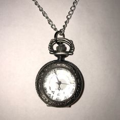 This Watch Necklace Is A Beautiful Antique Like Piece. The Front Cover Of This Watch Has Beautiful Pattern. Simply Press The Top Notch To Reveal The Face Of The Watch. A Fun And Simple Gift! Watch Measures 1in X .5 In X 1in. Chain Is 29 Inches Long. Vintage Locket Watch, White Metal Watch As Gift, White Metal Watch For Gift, Classic White Pocket Watch As Gift, Watch Pendant, Mermaid Artwork, Pretty Ear Piercings, Vintage Watches Women, Simple Gift