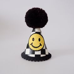 Say HELLO to our new addition - One Cool Dude Party Hat! Premium quality, handmade and 100% original design from Our Little Deer DETAILS ♕  1 x 100% Merino Wool Felt Party Hat. Finished with mini pom trim, checked pattern, smiley face detail and wool Pom.  Elastic comes attached to wear around back of head. ♕ Size approx - Height 12cm, Width 8cm  Express post is also available in the shipping options. PLEASE NOTE Children should be supervised at all times while wearing the crowns. Some of our cr Fun Hats For Birthday And Carnival, Fun Birthday Carnival Hats, Fun Carnival Birthday Hats, Playful Hats For Birthday And Carnival, Fun Mini Cap Hats For Party, Funky Adjustable Party Hats, Fun Mini Hats For Birthday Carnival, Playful Mini Hats For Birthday And Carnival, Playful Mini Hats For Birthday Carnival