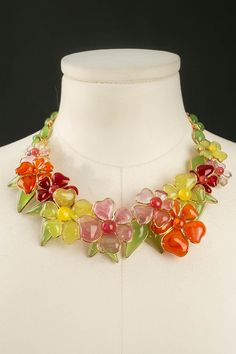 Multicolor Party Jewelry With Flower Shape, Multicolor Flower Shape Jewelry For Party, Multicolor Flower Shape Party Jewelry, Multicolor Flower Necklace With Flower Decoration, Multicolor Flower-shaped Jewelry With Flower Decoration, Multicolor Flower Decorated Jewelry For Party, Multicolor Flower-shaped Necklaces For Jewelry Making, Elegant Multicolor Flower Decorated Jewelry, Elegant Multicolor Flower Shaped Necklace