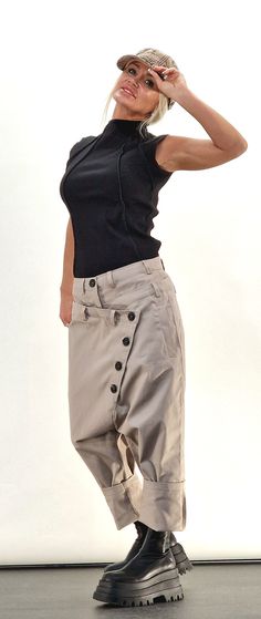 Baggy Pants, Harem Pants, Loose Drop Crotch Pants, Gipsy Pants, Loose Trousers, Maxi Pants, Extravagant Pants - Etsy Iceland Baggy Pants Tucked Into Boots, Drop Crotch Pants Women, Bold Fashion Outfits, Harem Pants Outfit, Maxi Pants, Drop Crotch Pants, Harem Pants Women, Loose Trousers, Pants Loose