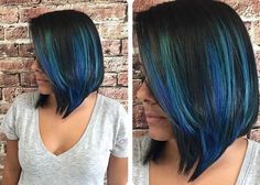 Blue Balayage, Blue Hairstyles, Pastel Blue Hair, Lob Hairstyle, Bleu Pastel, Hair Color Blue