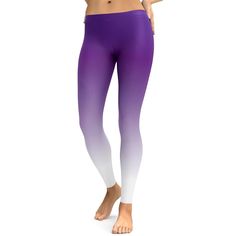 We cannot get enough of everything that is purple, so these Ombre Purple to White Leggings are a must in our Ombre collection and your wardrobe. You can pair these leggings with white, purple, pink or black sneakers, heels or boots. Go crazy with these leggings if you love color. Purple High Stretch Full Length Activewear, Purple Compression Full Length Tights, Purple Compression Full-length Tights, Stretch Purple Leggings For Gym, Purple Stretch Gym Leggings, Stretch Purple Gym Leggings, Casual High Stretch Purple Tights, Fitted Casual Purple Tights, Purple Full Length Gym Leggings