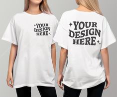 Oversized Tops With Custom Print, Oversized Short Sleeve Shirt With Branding, Oversized White Tops With Custom Print, White Oversized Shirt With Custom Print, Oversized White Top With Custom Print, Oversized Short Sleeve Tops With Branding, White Tee Mockup, Mock Up T Shirt, Tee Mockup