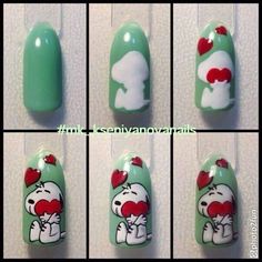 #nailart Nail Art Dessin, Snoopy Nails, Animal Nail Art, Animal Nails, Nail Brush, Disney Nails