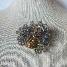 Colorful Peacock, Crystal Rhinestones, Antiqued Gold Tone, Vintage Brooch Pin 022521 2" long Beautiful pin! Please see my other listings for more vintage jewelry- I am happy to combine the shipping. Thanks so much! Multicolor Rhinestone Brooches For Wedding, Multicolor Rhinestone Wedding Brooches, Peacock Crystal, Colorful Peacock, Thanks So Much, Vintage Brooch, Vintage Brooches, Columbus, Crystal Rhinestone