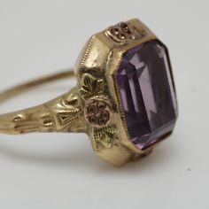 Art Nouveau Amethyst Ring SMCO The Ring Face is 14mm across   Amethyst's Estimated weight 2.75 ct  Size 6.5 can be sized at a low cost It comes with a new gift box Item Number 5845 Vintage Victorian Ring, Antique Engagement Rings Unique, Art Nouveau Rings Engagement, Antique Filigree Engagement Ring, Art Nouveau Ring Engagement, Vintage Rings Antiques, Amethyst Ring Gold, Historic Jewelry, Victorian Wedding Ring