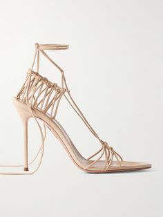 Aquazzura's sandals are part of a collaboration with Spanish designer - and dear friend of Creative Director Edgardo Osorio -Alex Rivière. They're made from strips of supple suede knotted together, creating generous cutouts and a cool caged silhouette. The 105mm heels offer plenty of lift, while the slim ankle straps can be customized to your liking. Aquazzura Shoes, Jo Malone London, Fine Watches, Suede Sandals, Ski Wear, Ankle Straps, Dear Friend, Creative Director, Women Collection