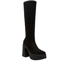 Put your best foot forward in this extra-tall boot that offers confident striding with a high platform sole and a chunky block heel. From Katy Perry. Party Knee-high Platform Boots Medium Width, Knee-high Platform Heeled Boots Medium Width, Knee-high Platform Boots With Medium Width, Platform Ankle-high Boots Medium Width, Synthetic Medium Width Platform Knee-high Boots, Tall Boot, How To Stretch Boots, Chunky Block Heels, Tall Boots